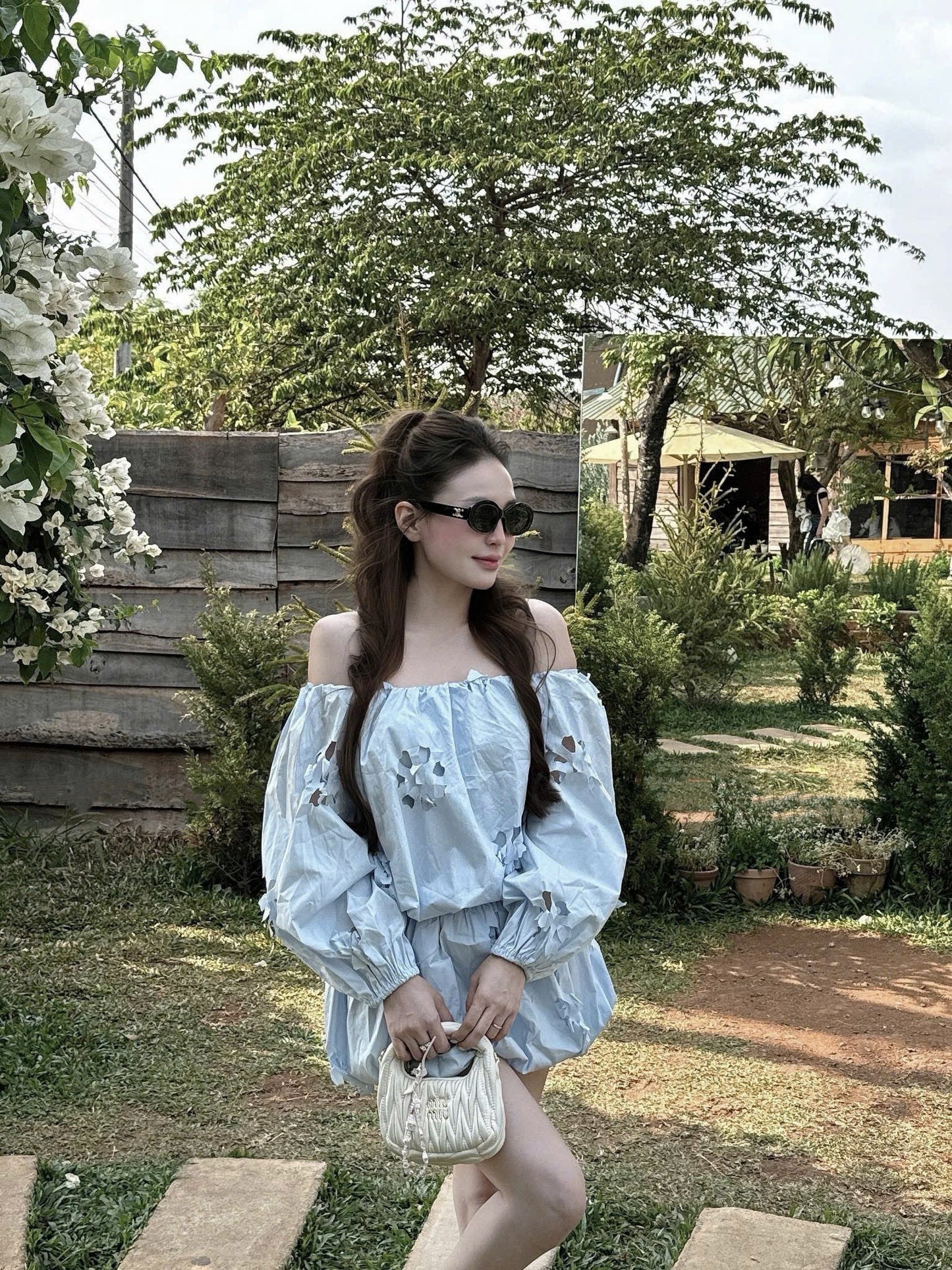 Flower Cut Dress & Short Set