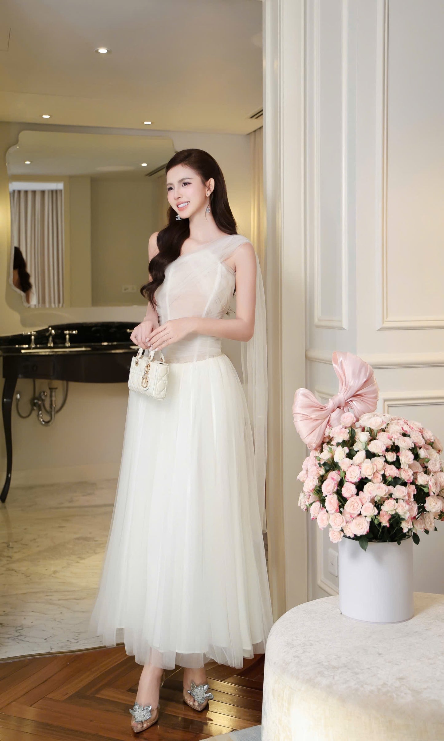 Oneside Open Shoulder Party Long Dress