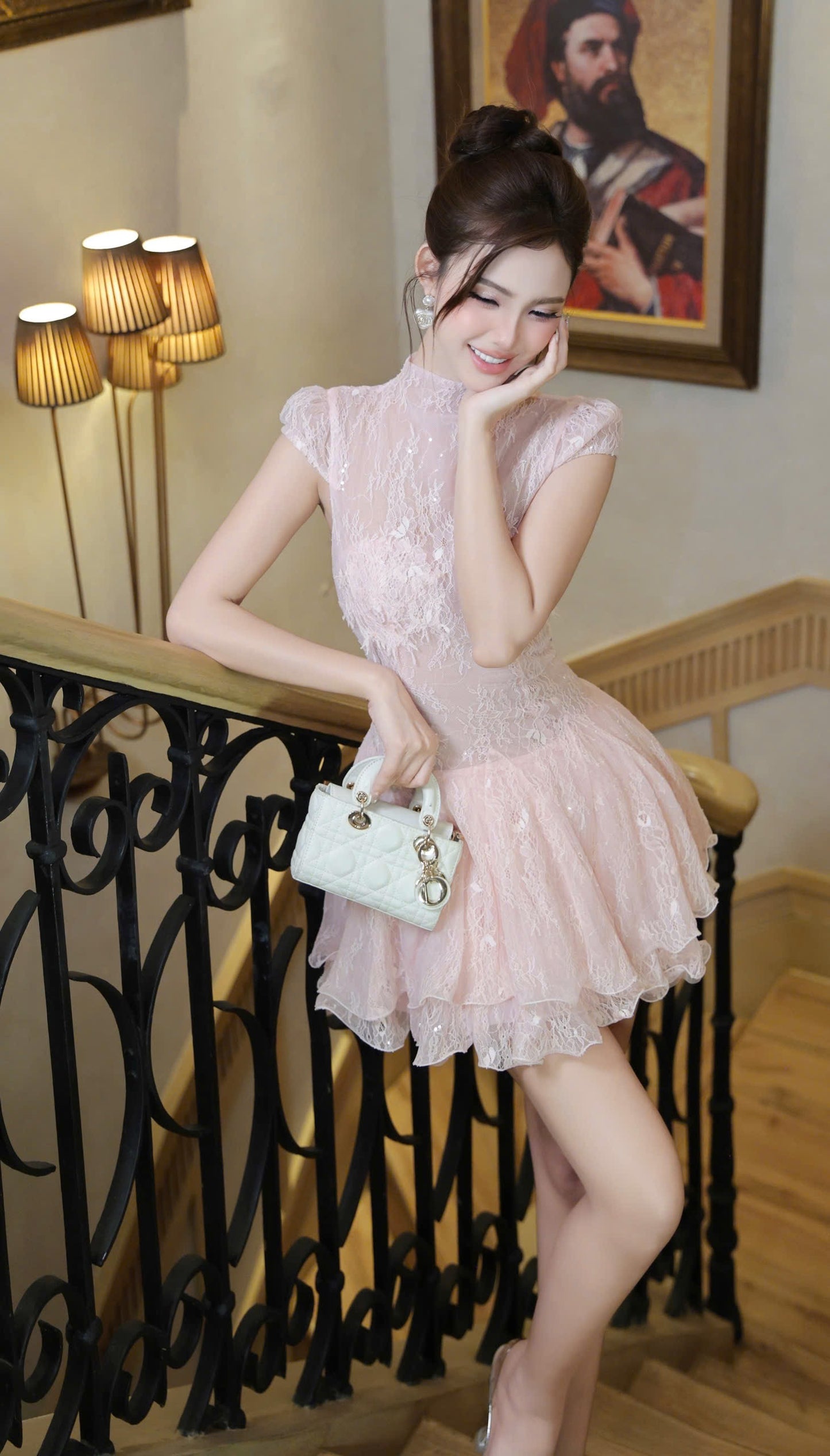 Lace High Neck Dress