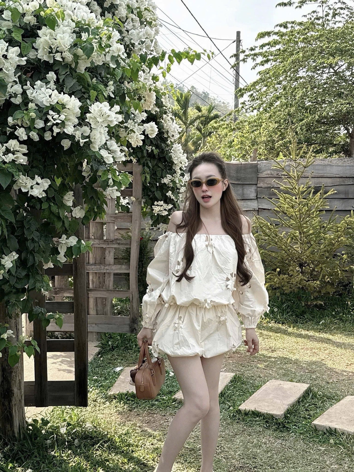 Flower Cut Dress & Short Set