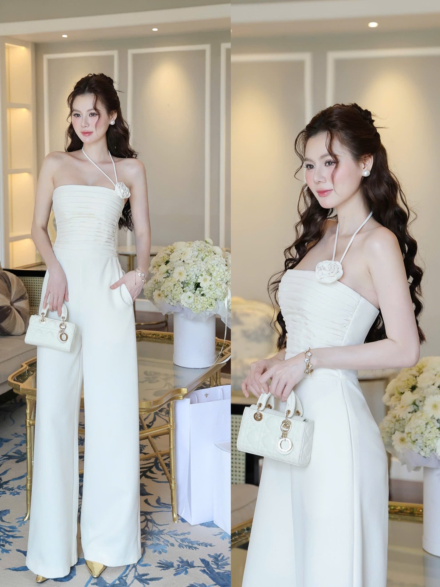 Cross Shoulder Long Jumpsuit