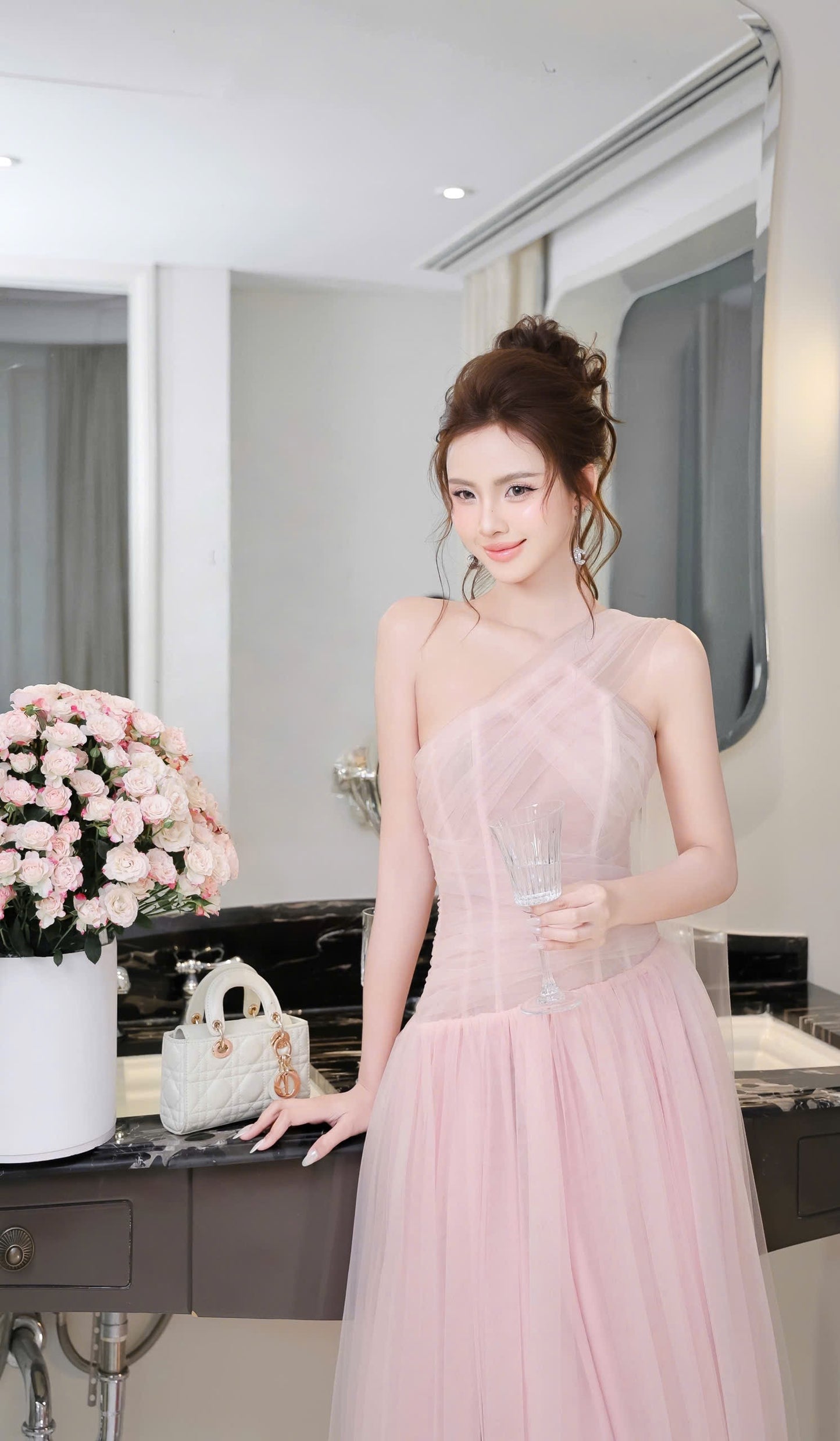 Oneside Open Shoulder Party Long Dress