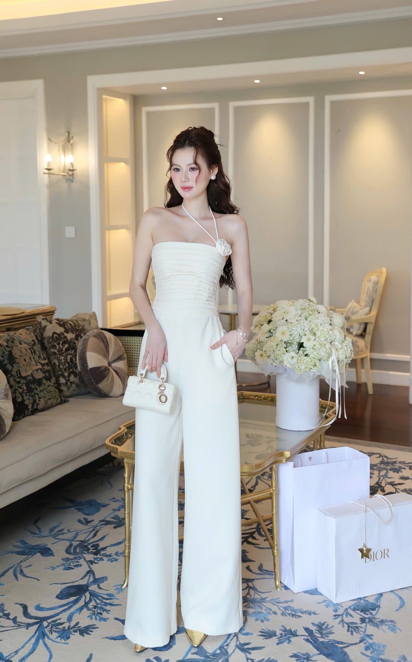 Cross Shoulder Long Jumpsuit