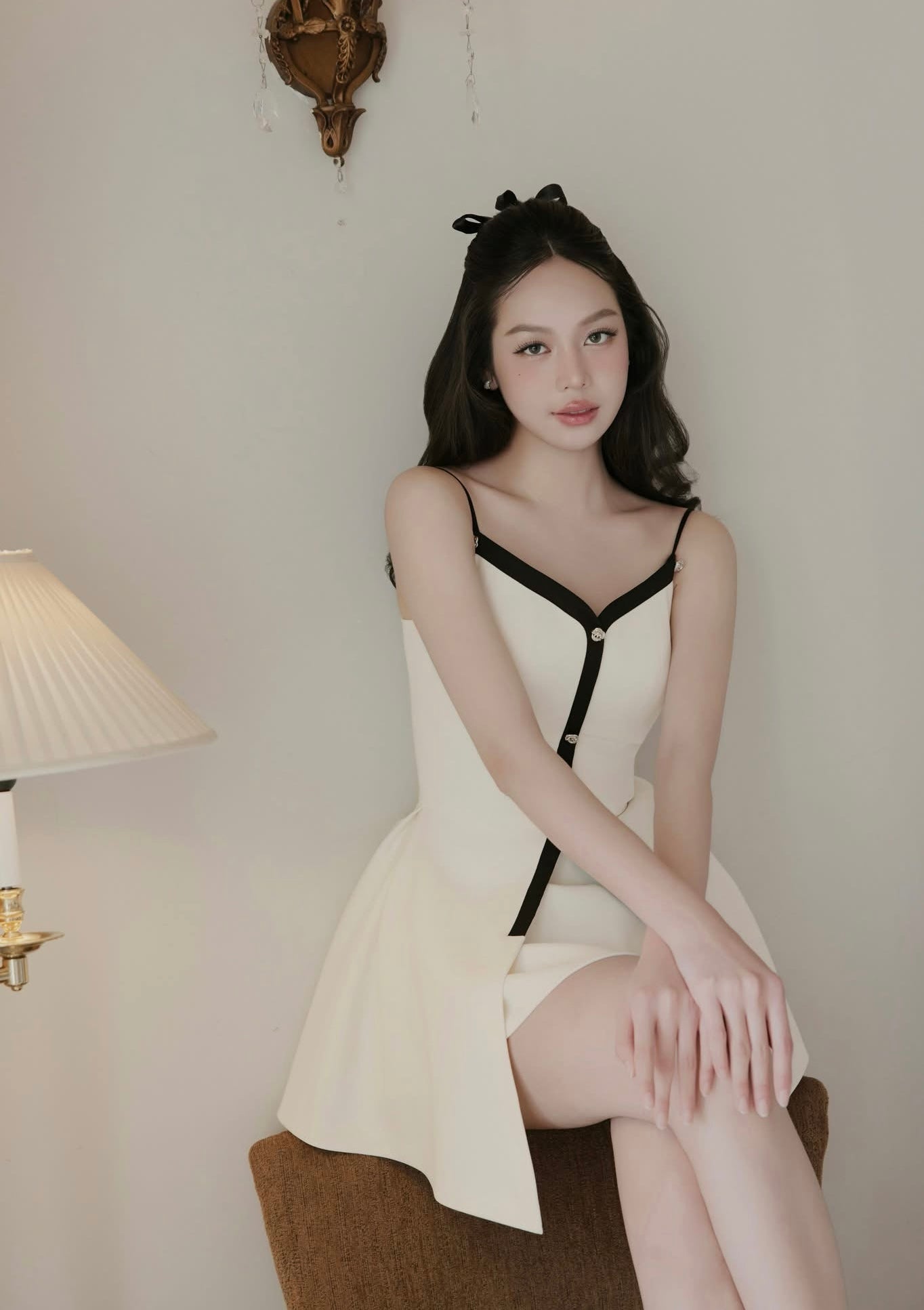 Black Line Button Aline Dress
