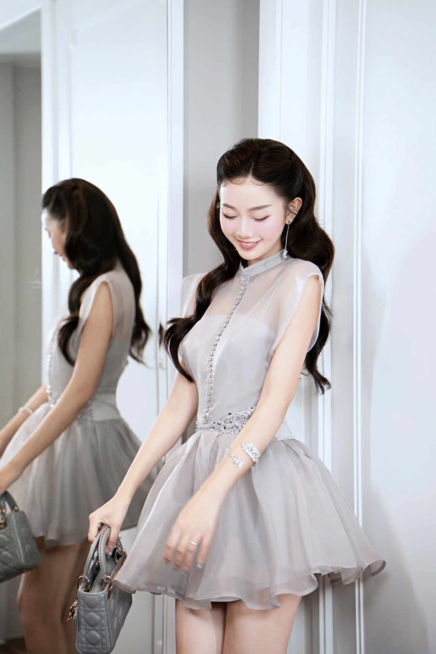 Blink Stone Button Elegant Dress