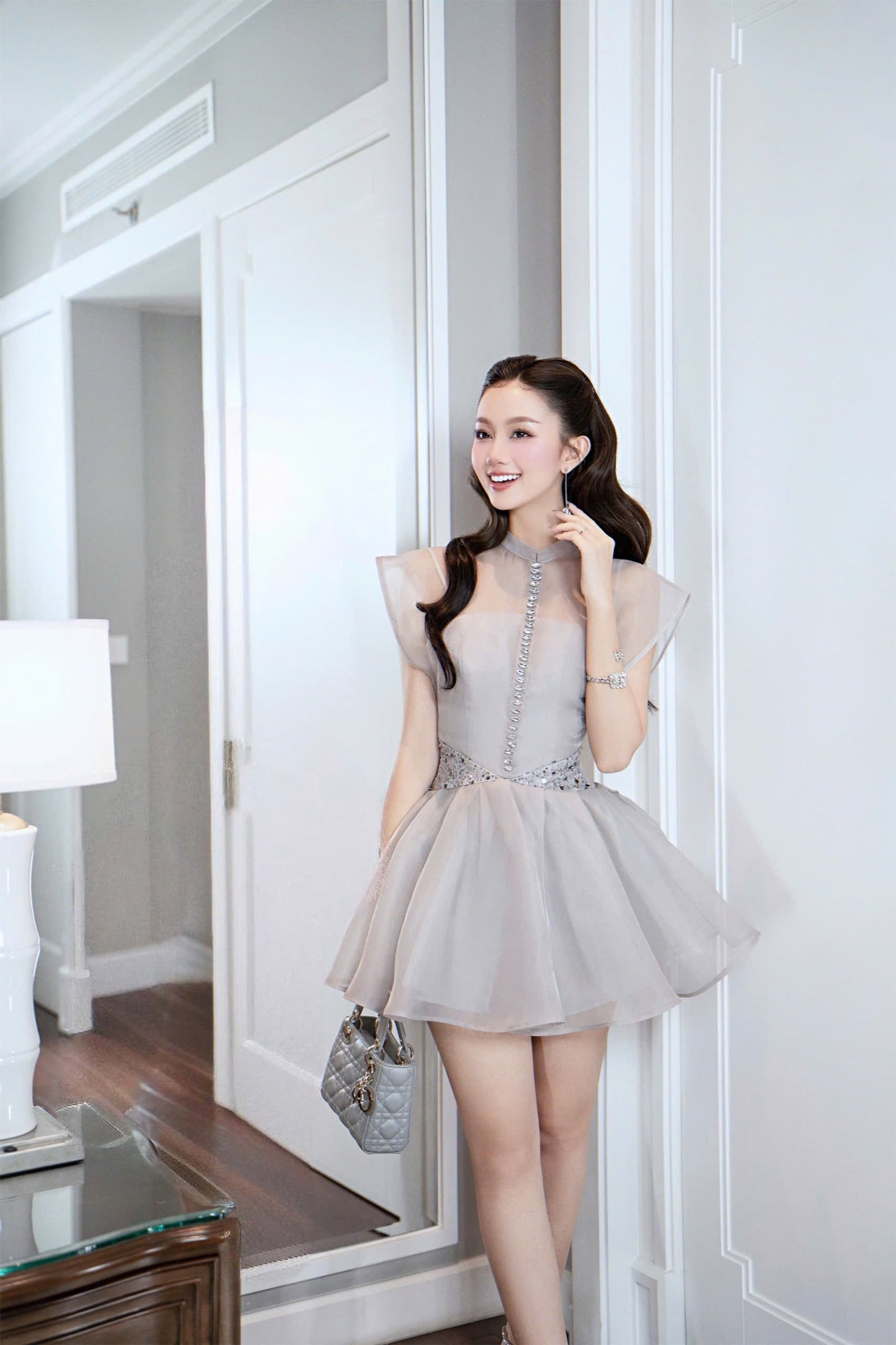 Blink Stone Button Elegant Dress