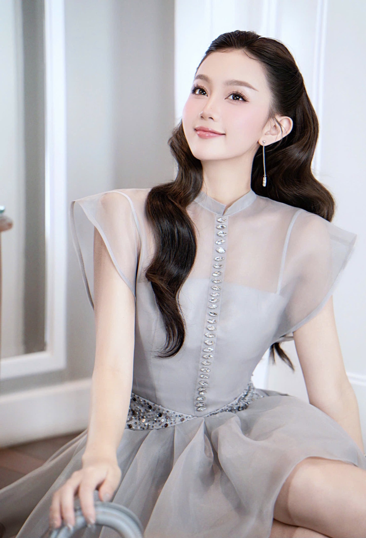 Blink Stone Button Elegant Dress