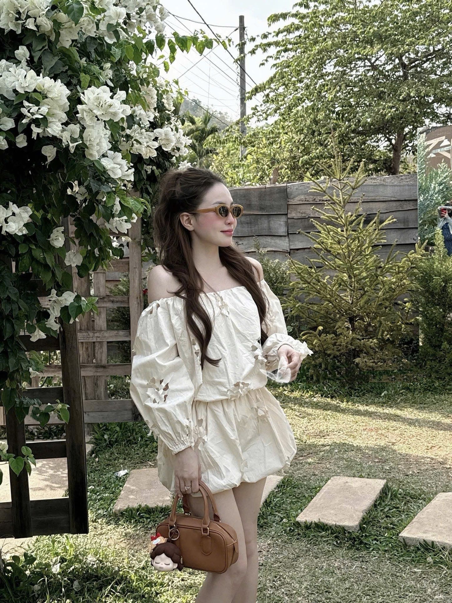 Flower Cut Dress & Short Set