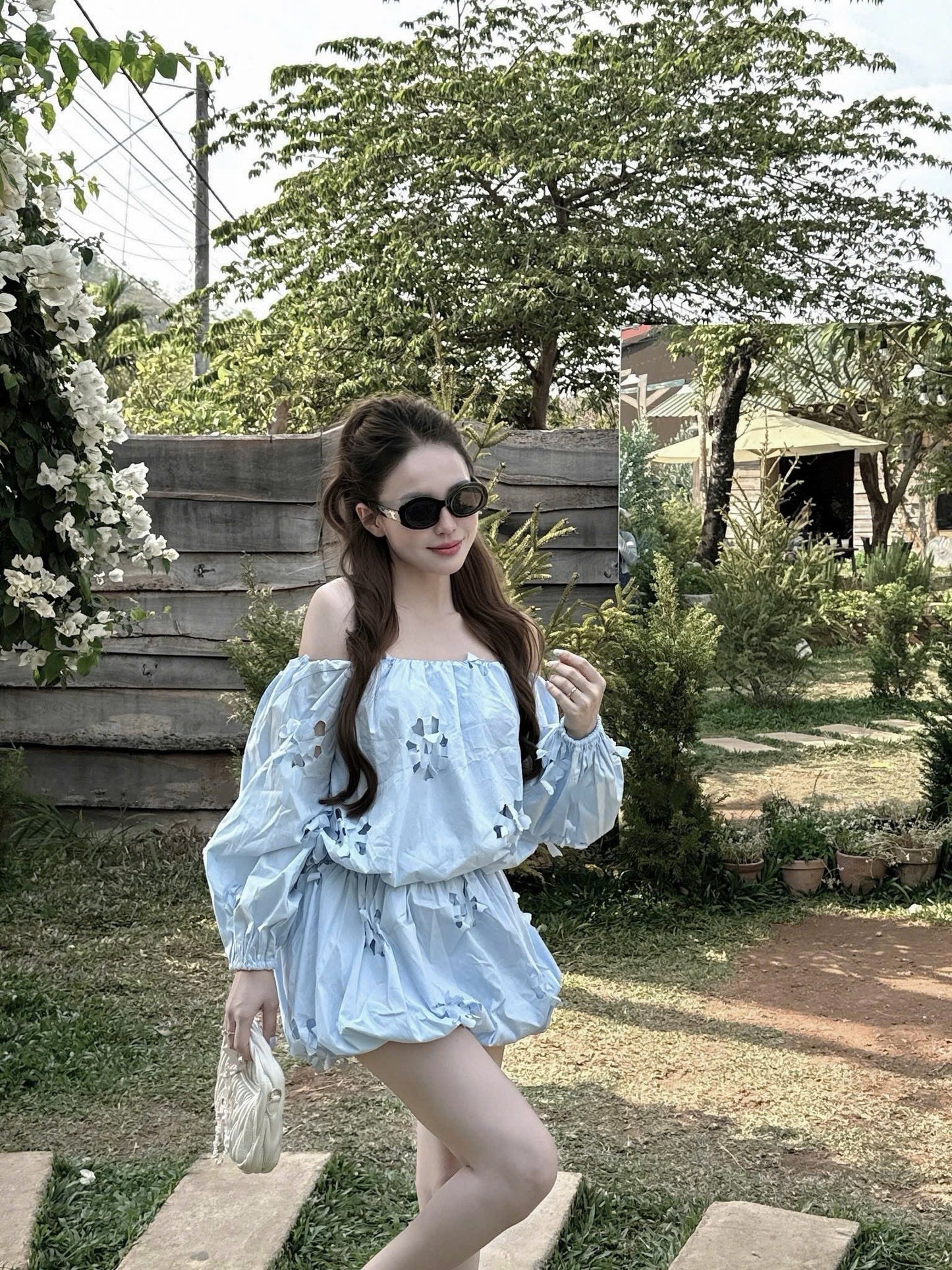 Flower Cut Dress & Short Set