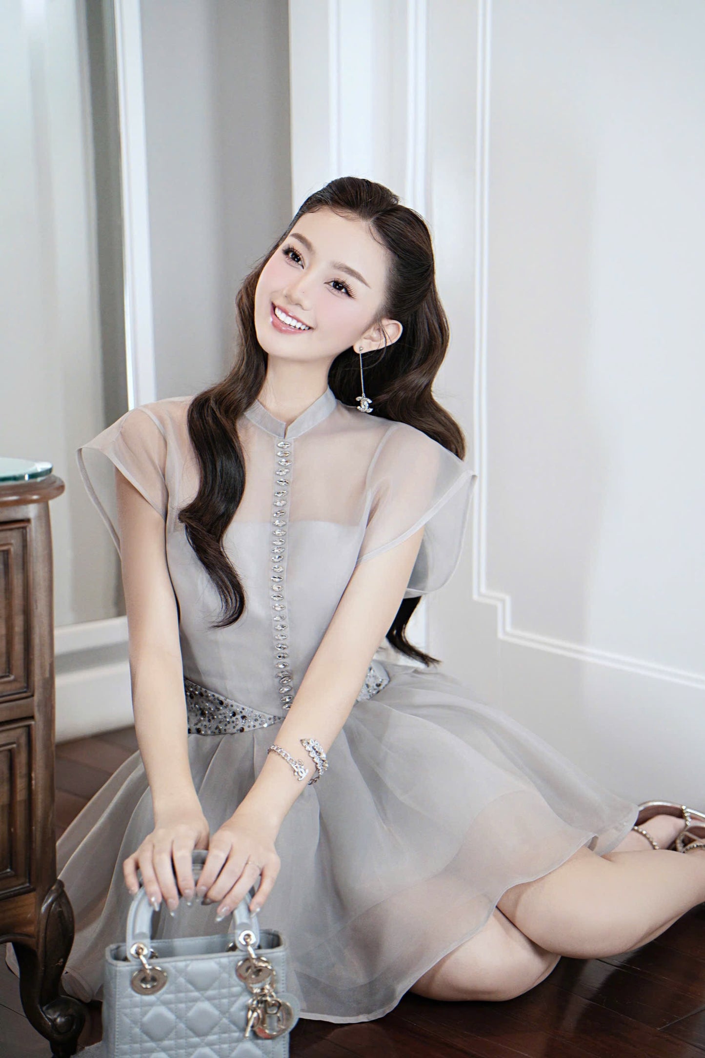 Blink Stone Button Elegant Dress