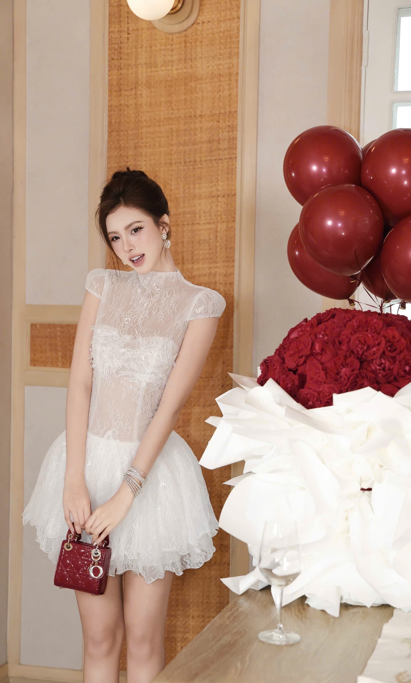 Lace High Neck Dress