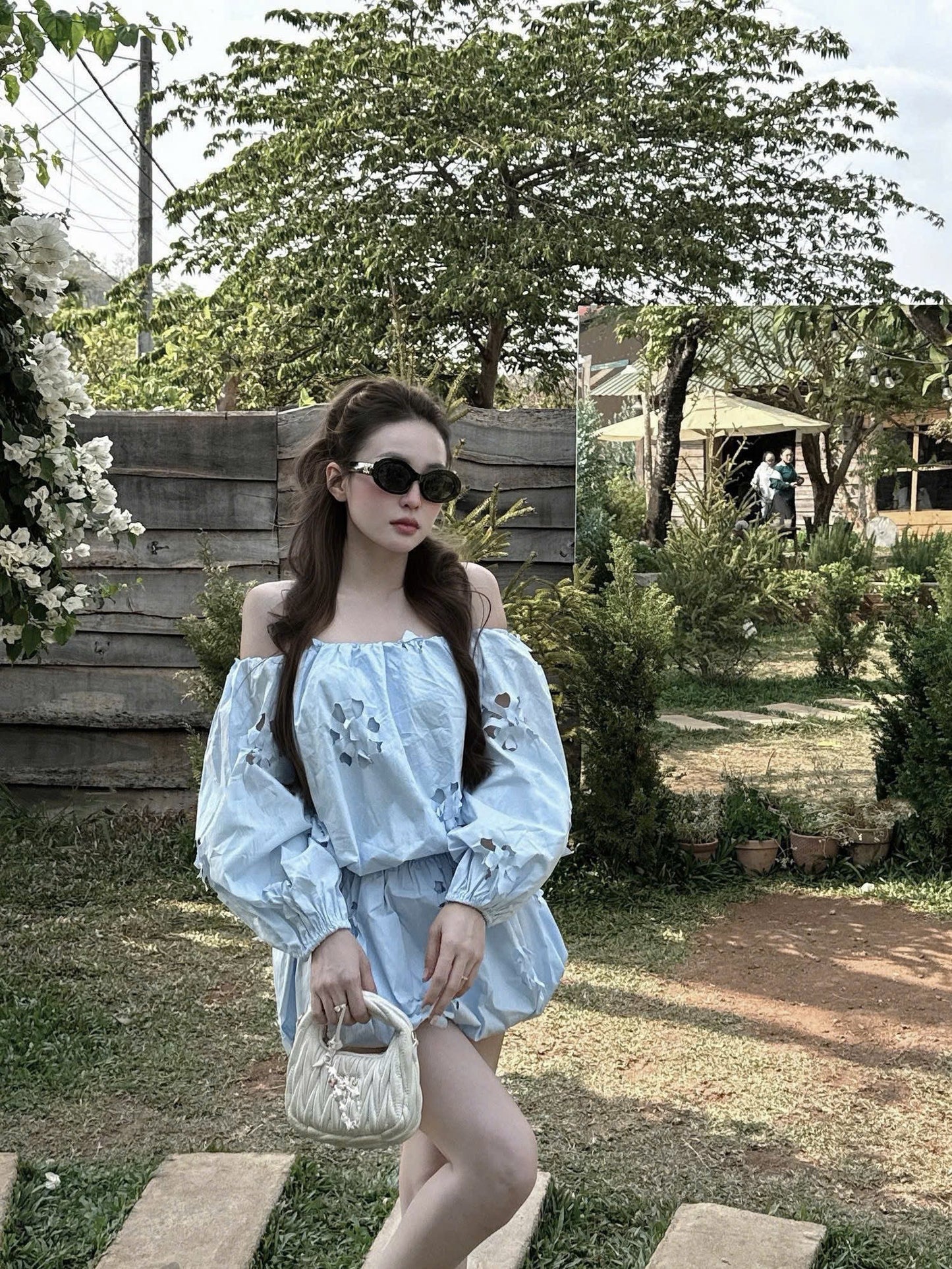 Flower Cut Dress & Short Set