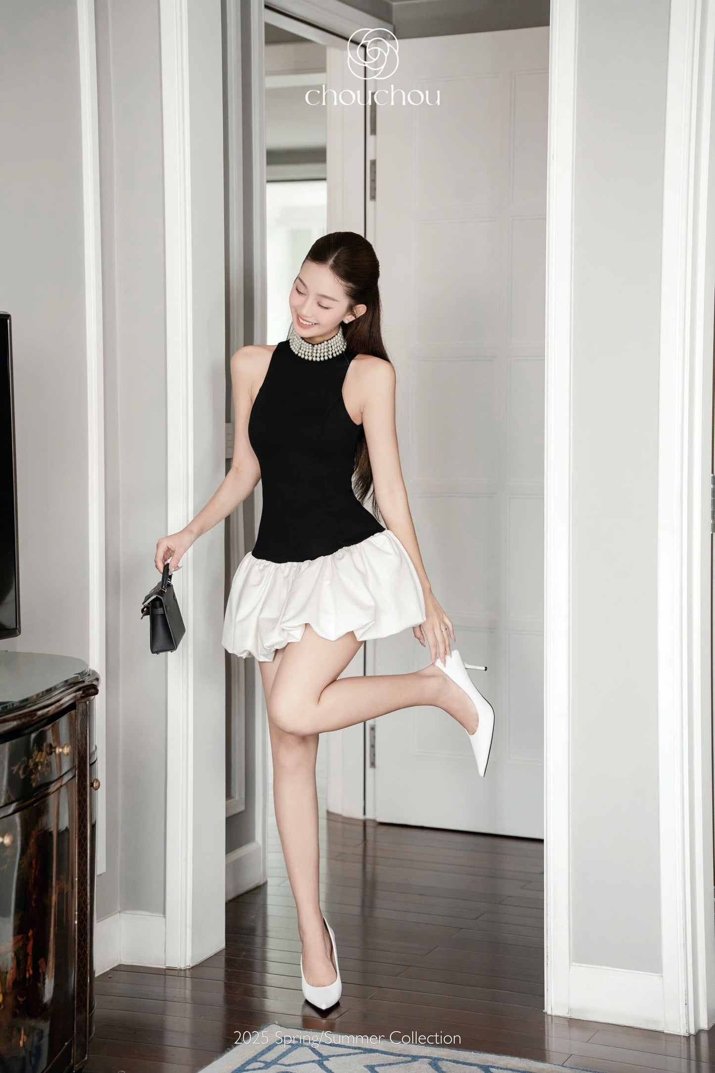 Pear Neck Mix Color Dress