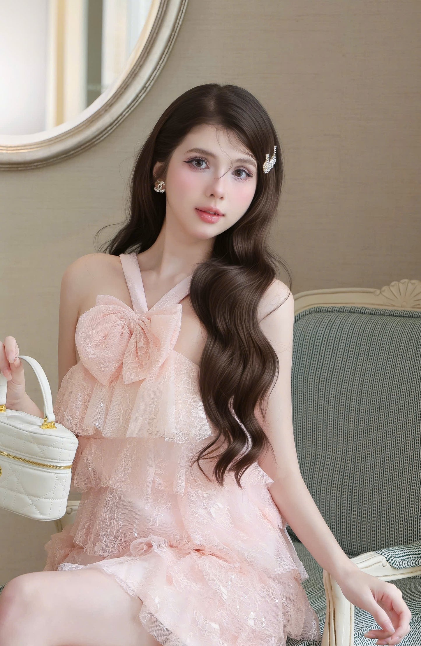 Bow Front Layer Babydoll Dress
