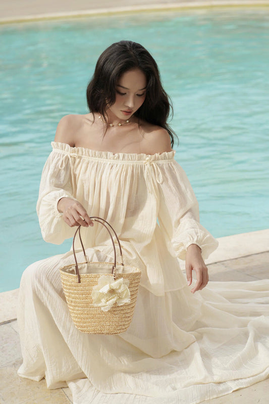 Open Shoulder Blouse & Long Skirt Set