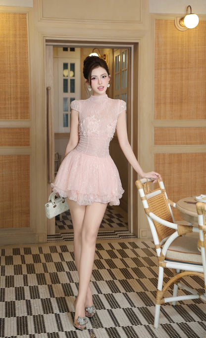 Lace High Neck Dress
