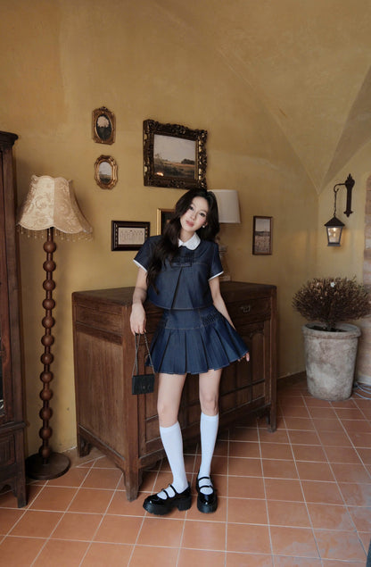 Jean Blouse & Skirt Set