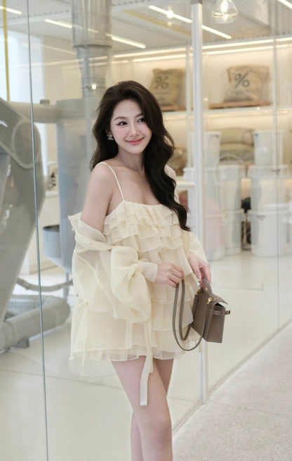 Layer Blouse & Outside Shirt & Short Set