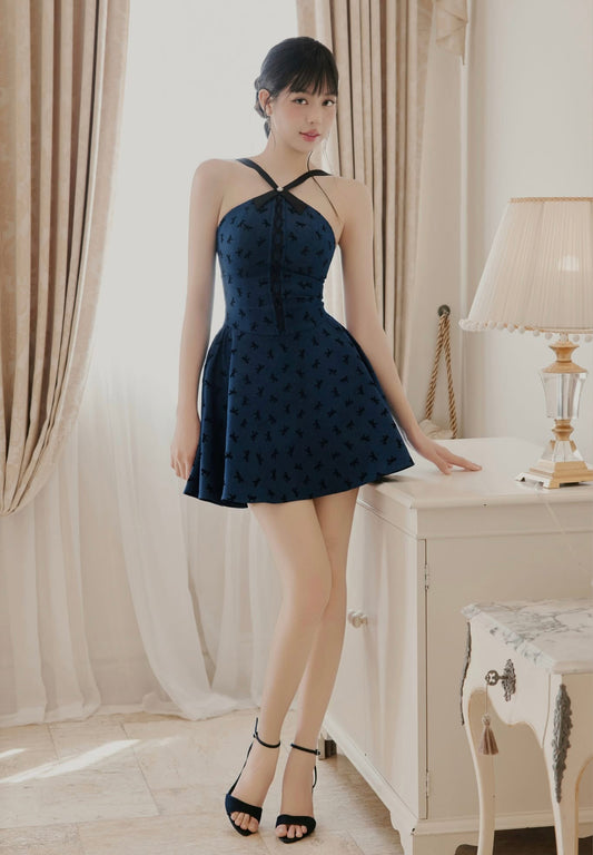 Denim Bow Pattern Dress