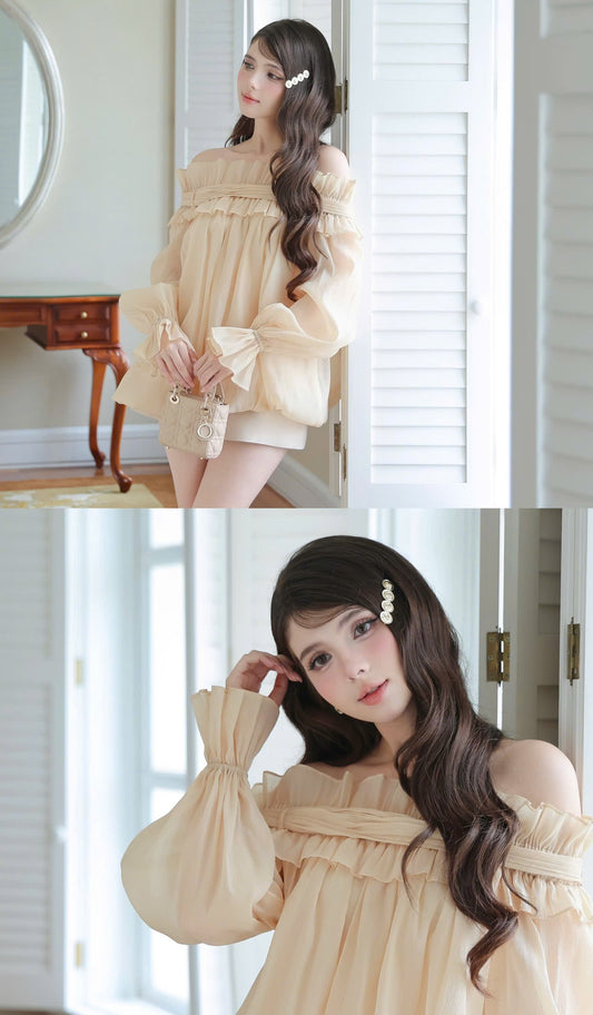 Elegant Open Shoulder Cream Set