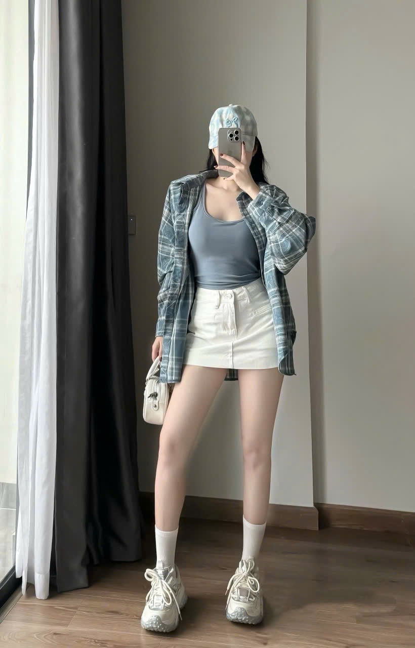 Long Sleeve Shirt & Tank Top & Skirt Set