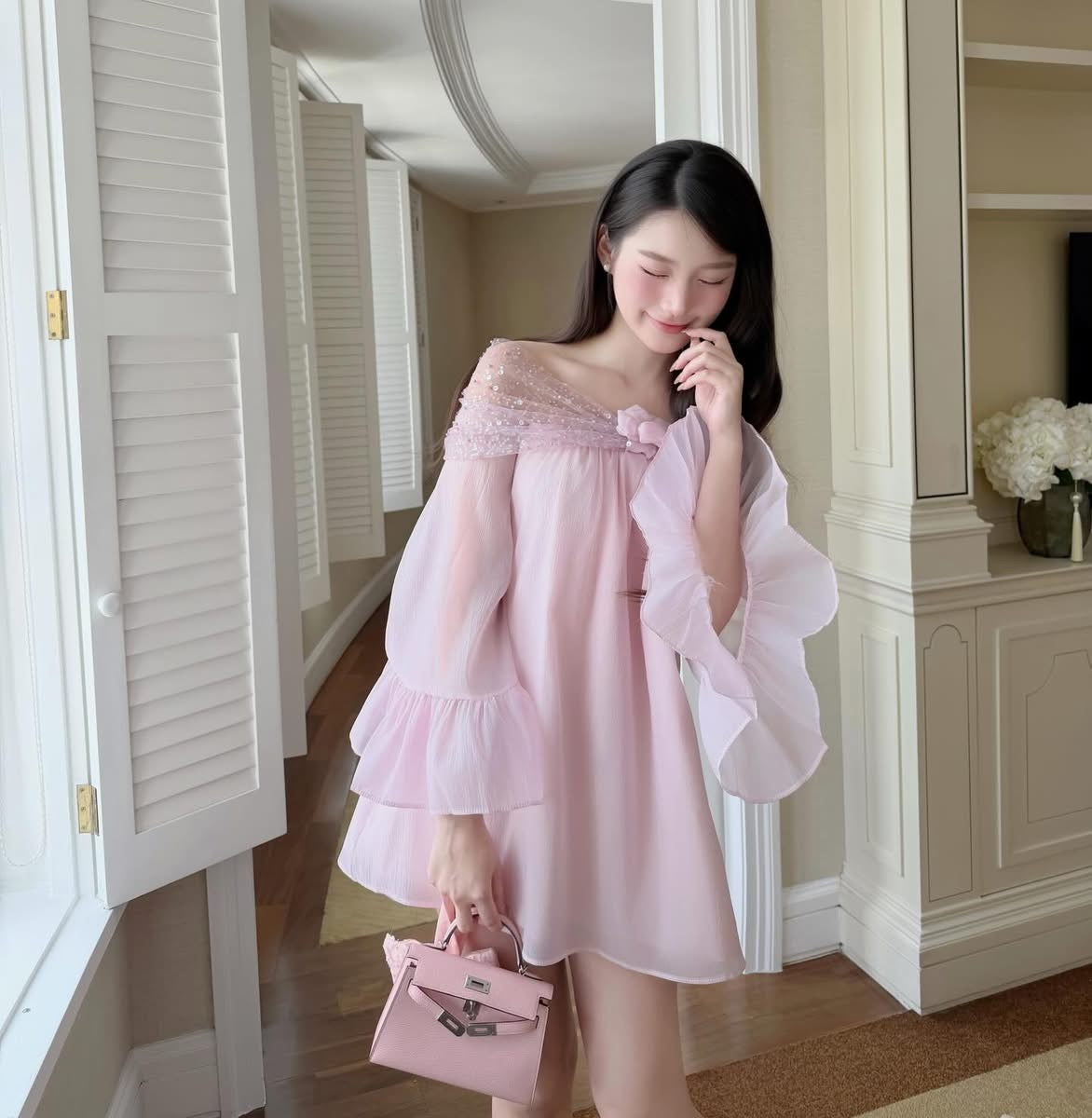 Abba Pink Babydoll Dress