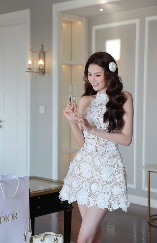 Flower Lace Short Dress