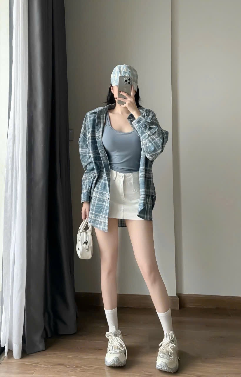 Long Sleeve Shirt & Tank Top & Skirt Set