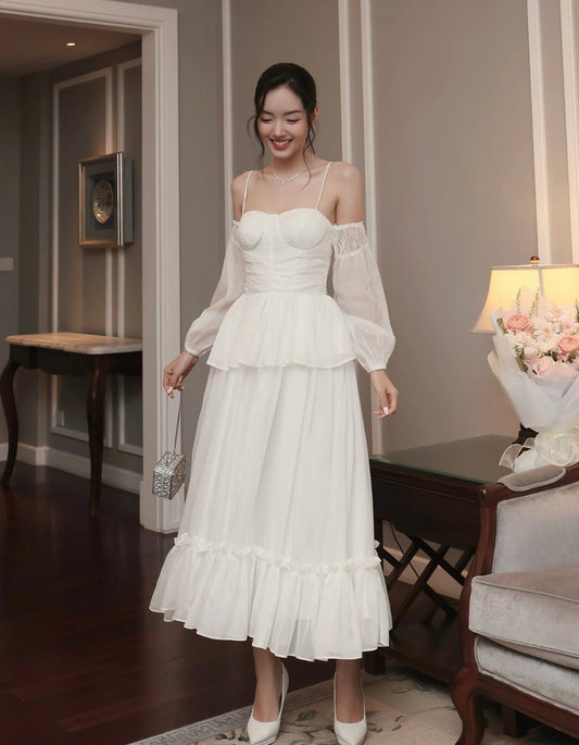 Open Shoulder Party Long Dress