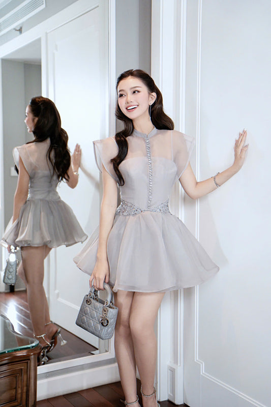 Blink Stone Button Elegant Dress