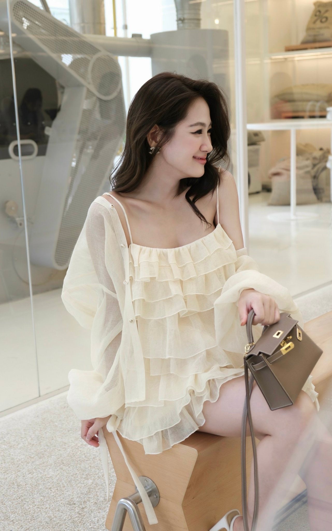 Layer Blouse & Outside Shirt & Short Set