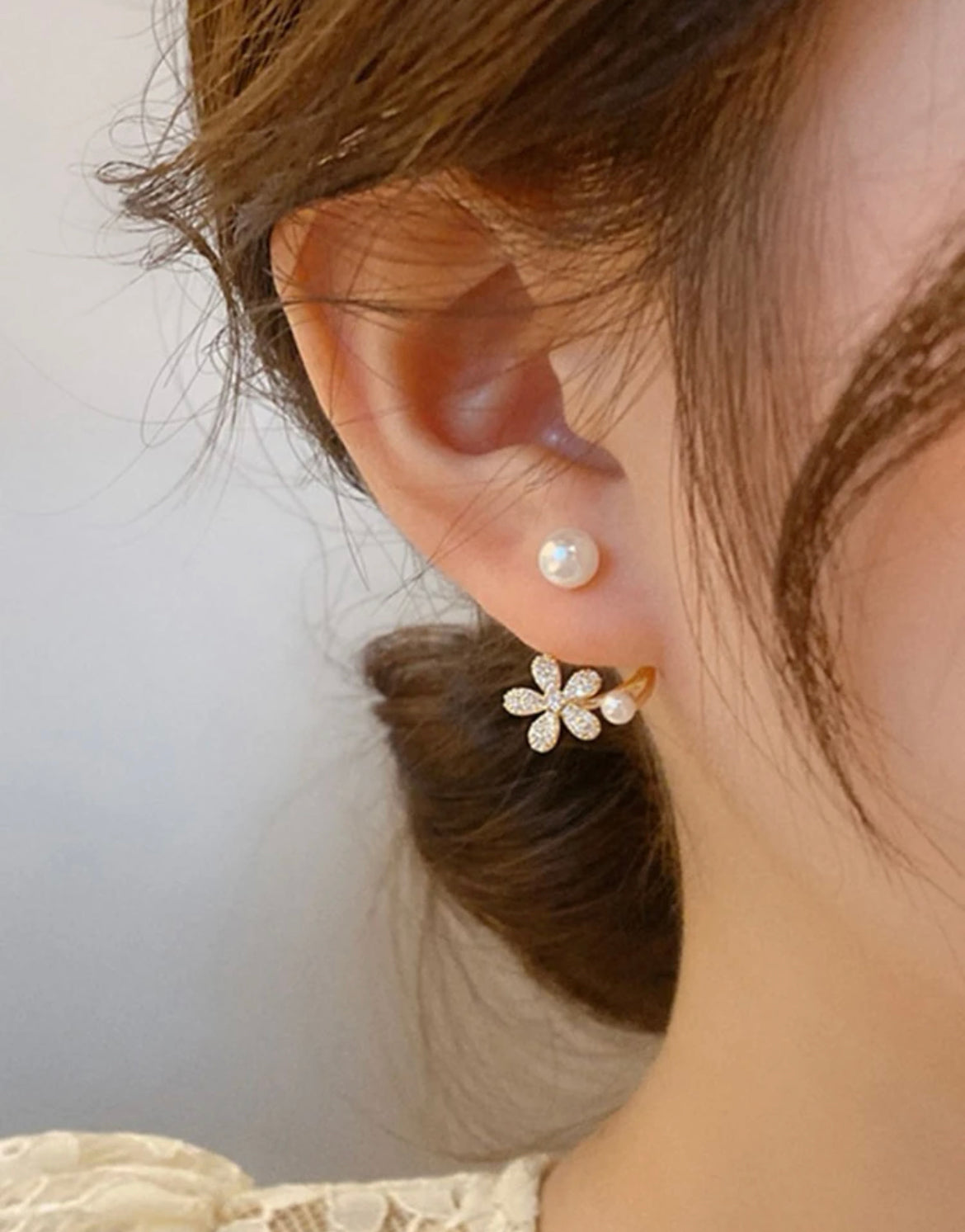 Pearl & Flower Earrings